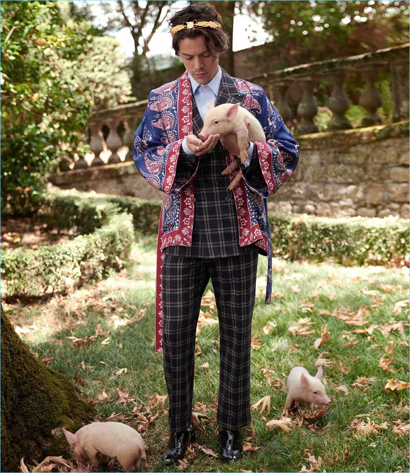 Singer Harry Styles stars in Gucci's cruise 2019 tailoring campaign.