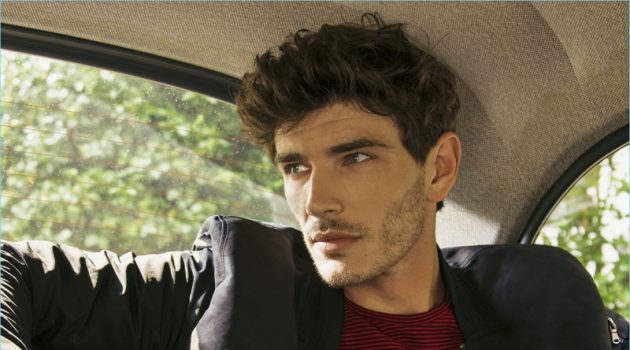 Julien Sabaud Rocks Fall Trends for IKKS In the City: Julien Sabaud sports a striped tee with a jacket from IKKS.