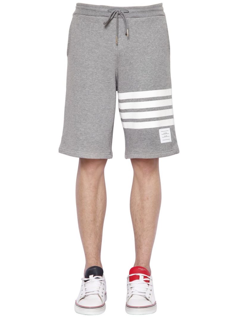 Intarsia Stripes Cotton Jersey Shorts