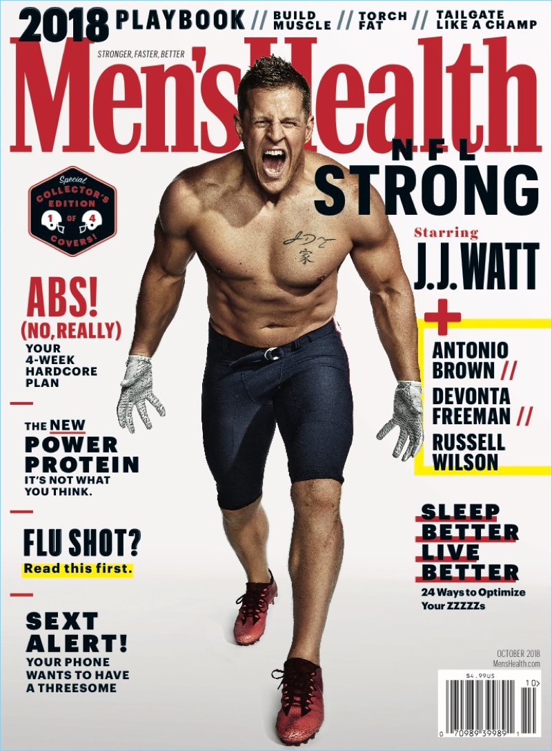 J.J. Watt covers the October 2018 issue of Men's Health. » J.J. Watt, Russell Wilson + More Cover Men's Health J.J. Watt covers the October 2018 issue of Men's Health.
