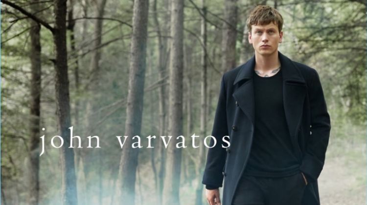 Clad in black, Sid Ellisdon appears in John Varvatos' fall-winter 2018 catalog.