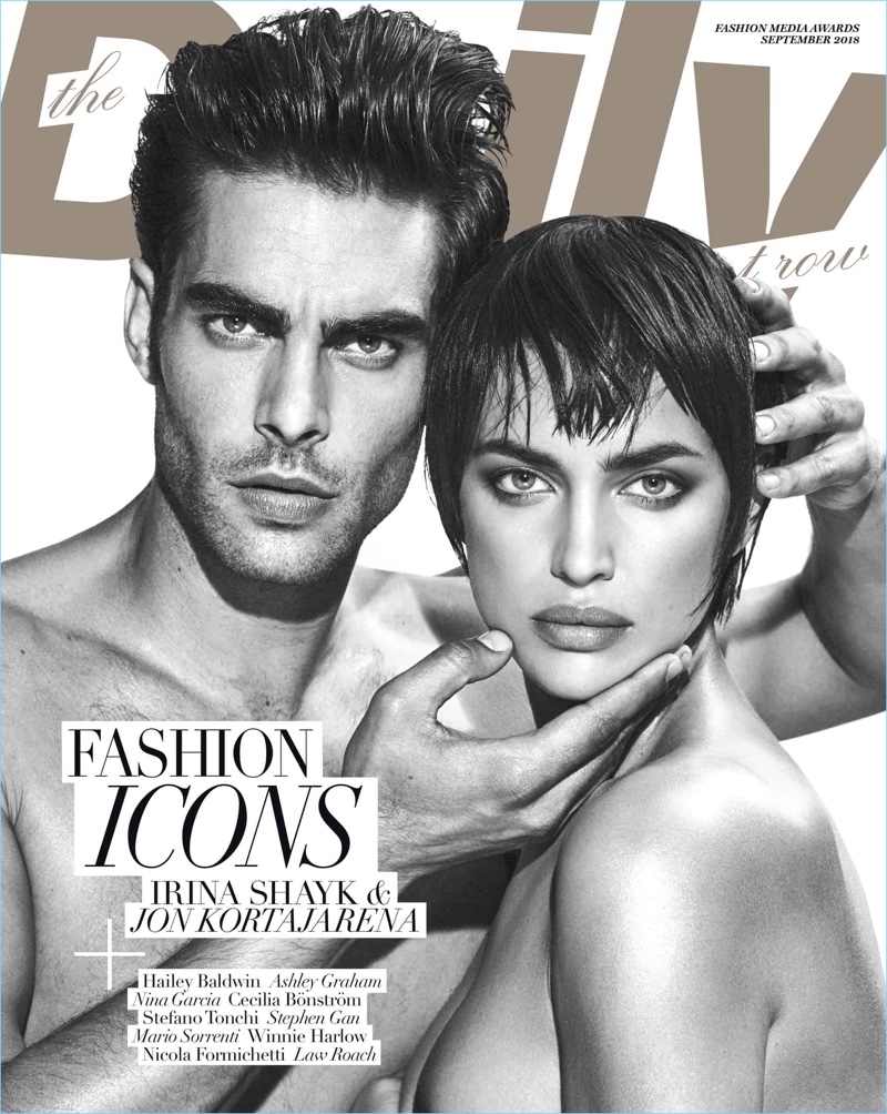 Models Jon Kortajarena and Irina Shayk cover The Daily Front Row.