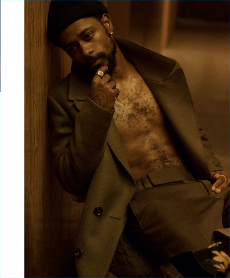 Connecting with Essential Homme, Lakeith Stanfield stars in a photo shoot.