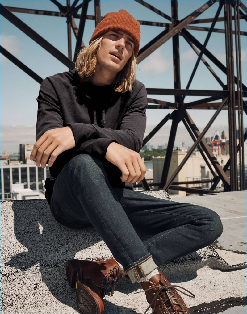 Ton Heukels wears Madewell slim-fit jeans with a hoodie.