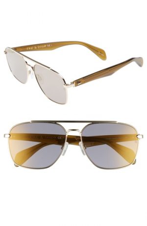 Men's Rag & Bone 60Mm Navigator Sunglasses - Gold Brown Men's Rag & Bone 60Mm Navigator Sunglasses - Gold Brown