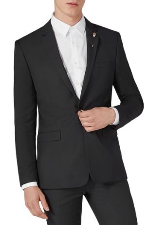 Men's Topman Skinny Fit One-Button Suit Jacket, Size 34 R - Black Men's Topman Skinny Fit One-Button Suit Jacket, Size 34 R - Black