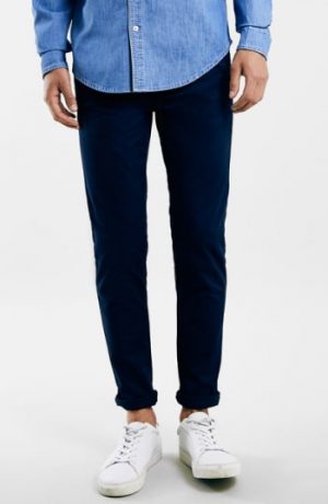 Men's Topman Stretch Skinny Fit Chinos, Size 30 x 34 - Blue Men's Topman Stretch Skinny Fit Chinos, Size 30 x 34 - Blue