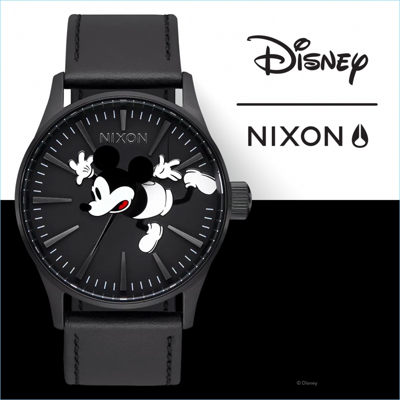 Black on Black Nixon Mickey Mouse "Look Out Below" Watch