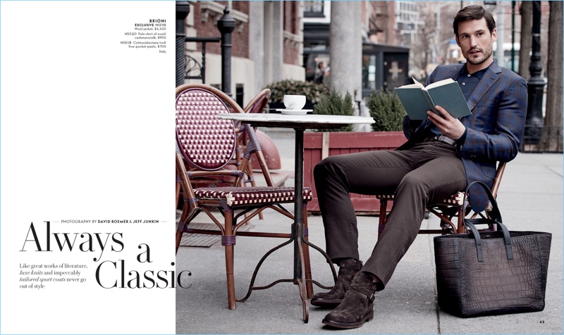 Sam Webb dons a look from Brioni for Neiman Marcus.