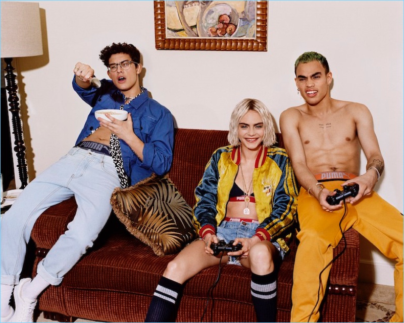 Brandon Arreaga and Edwin Honoret of PRETTYMUCH star in PUMA Bodywear's campaign, alongside Cara Delevingne.