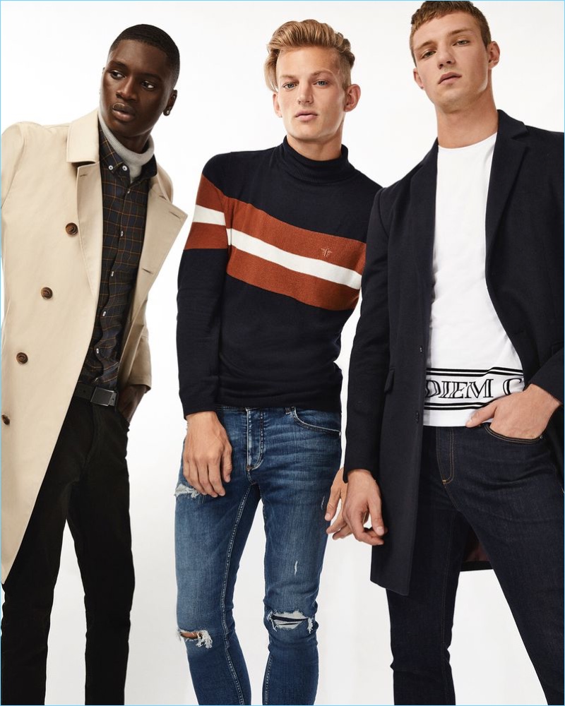 Junior Choi, Sebastian Sauvè, and Wiktor Sudol star in fall 2018 style edit for River Island.