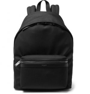 Saint Laurent - City Leather-Trimmed Canvas Backpack - Black Saint Laurent - City Leather-Trimmed Canvas Backpack - Black