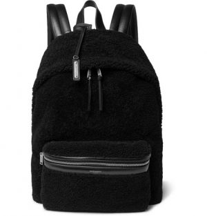 Saint Laurent - City Leather-Trimmed Fleece and Canvas Backpack - Black Saint Laurent - City Leather-Trimmed Fleece and Canvas Backpack - Black