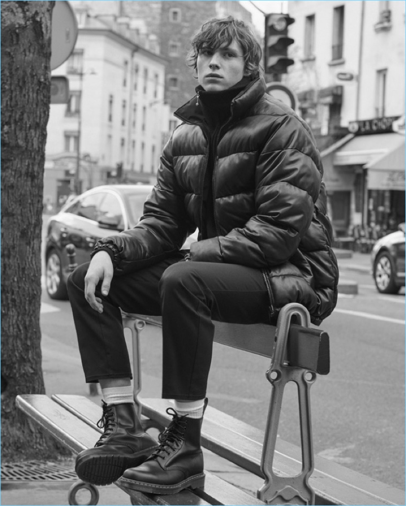 Noah Bunink models a look from Sandro's Helly Hansen collaboration.