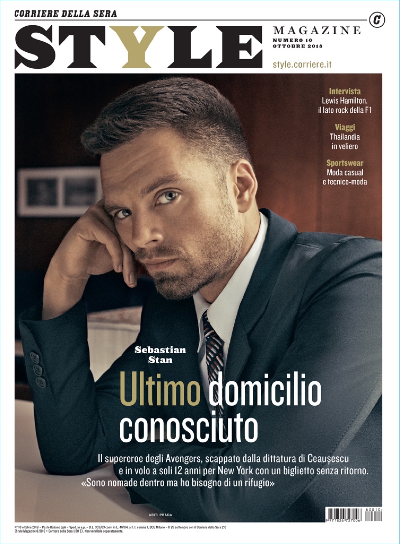 Sebastian Stan covers the October 2018 issue of Style Magazine Italia.