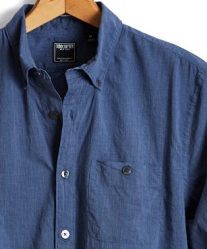 Slim Fit Melange Button Down Shirt in Navy Slim Fit Melange Button Down Shirt in Navy