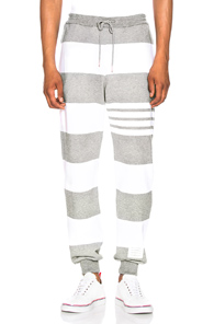 Thom Browne Classic Sweatpants in Gray,Stripes,White Thom Browne Classic Sweatpants in Gray,Stripes,White