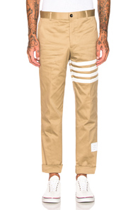 Thom Browne Cotton Twill Unconstructed Chino in Neutral,Stripes,White Thom Browne Cotton Twill Unconstructed Chino in Neutral,Stripes,White