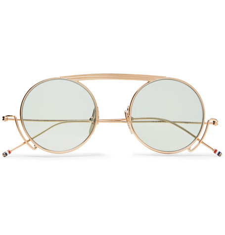 gold rim round sunglasses