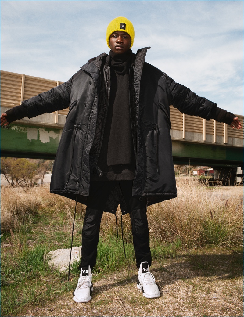 Cheikh Tall stars in Y-3's fall-winter 2018 campaign.