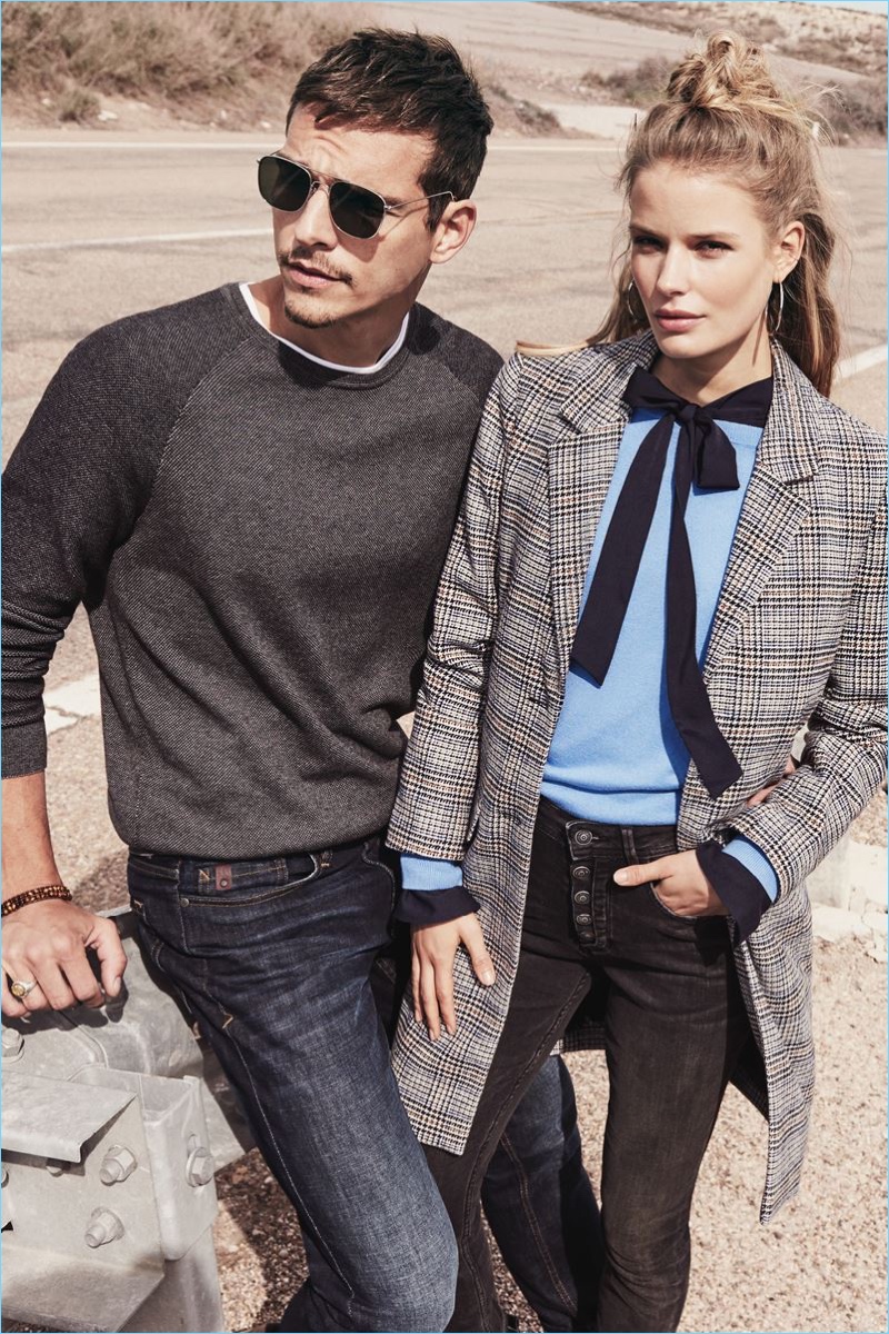 Models Alexandre Cunha and Kirstin Liljegren star in s.Oliver's fall-winter 2018 campaign.