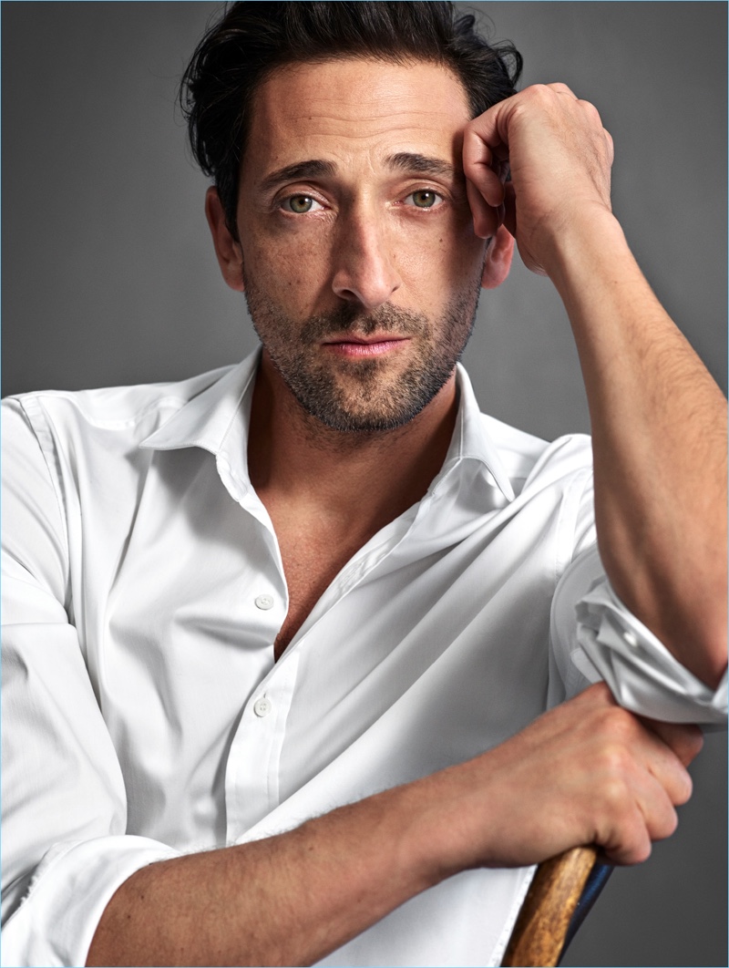 Donning a classic Italian shirt, Adrien Brody stars in Mango Man's fall-winter 2018 campaign.