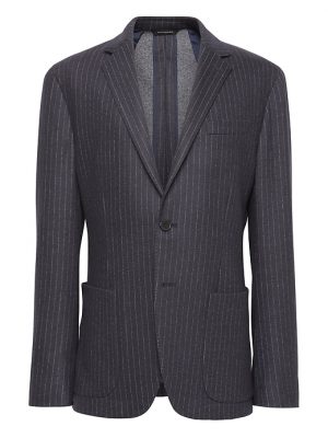 BR x Kevin Love | Slim Motion-Stretch Suit Jacket Banana Republic Mens BR x Kevin Love Slim Pinstripe Italian Motion-Stretch Suit Jacket Navy Blue Size 32