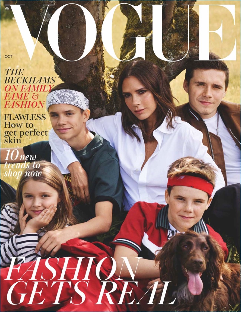 Victoria Beckham and her children cover the October 2018 issue of British Vogue.
