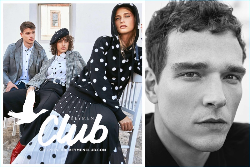 Models Filip Hrivnak, Alanna Arrington, Regitze Christensen, and Alexandre Cunha appear in Beymen Club's fall-winter 2018 campaign.