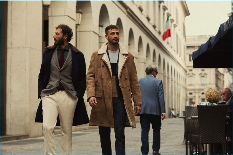 Diego Confalonieri and Luigi Samele wear fall-winter 2018 looks from Brunello Cucinelli for Mr Porter.