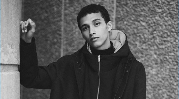 The Winter Coat: Jackson Hale Embraces COS' New Styles Layering for winter, Jackson Hale models a high-collar tailored jacket and wool anorak from COS.