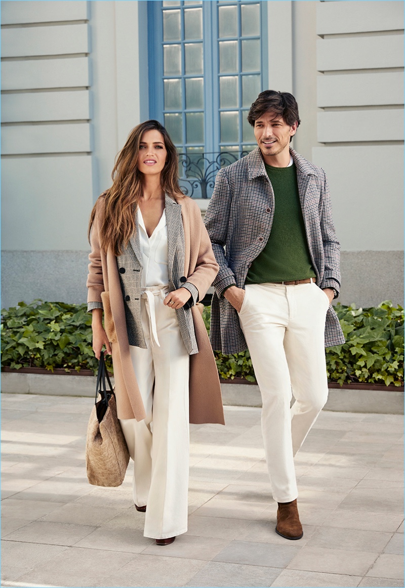 Sara Carbonero and Andres Velencoso star in Cortefiel's fall-winter 2018 campaign. 