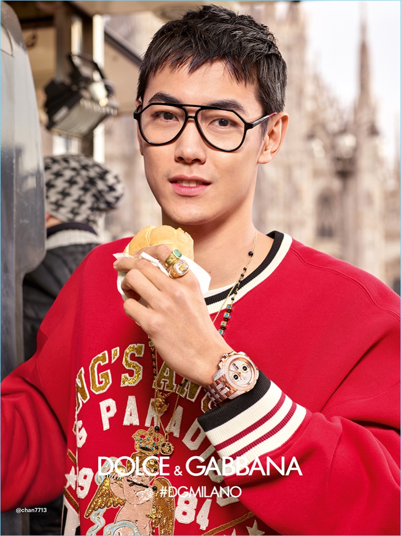 Ji Lingchen stars in Dolce & Gabbana's fall-winter 2018 eyewear campaign.