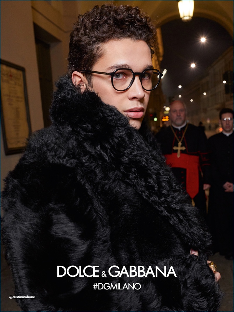 Austin Mahone appears in Dolce & Gabbana's fall-winter 2018 eyewear campaign.