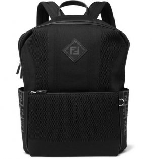 Fendi - Leather-Trimmed Mesh Backpack - Black Fendi - Leather-Trimmed Mesh Backpack - Black