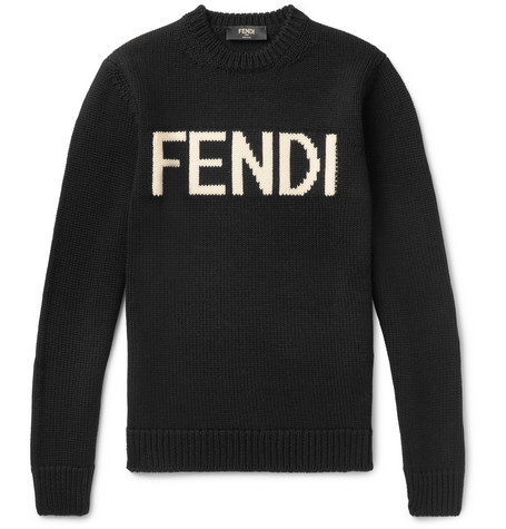 fendi logo intarsia sweater