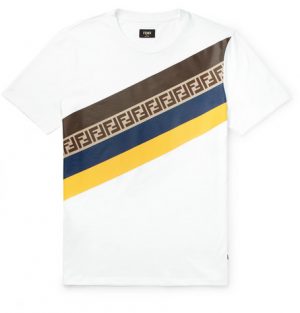 Fendi - Printed Cotton-Jersey T-Shirt - White Fendi - Printed Cotton-Jersey T-Shirt - White