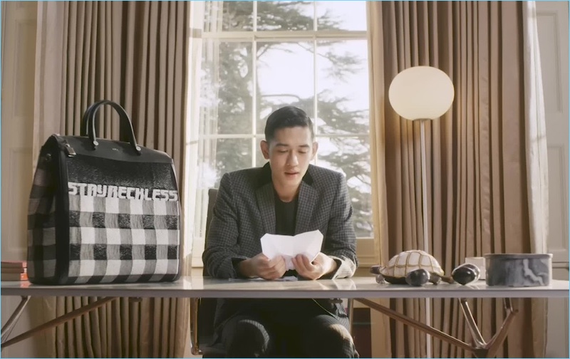 Model Keisuke Asano appears in a screen capture from his video for Furla.