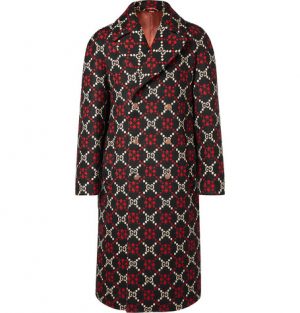 Gucci - Double-Breasted Logo-Jacquard Wool Coat - Men - Black Gucci - Double-Breasted Logo-Jacquard Wool Coat - Black