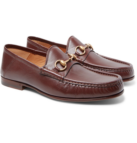 men's gucci brown leather loafers