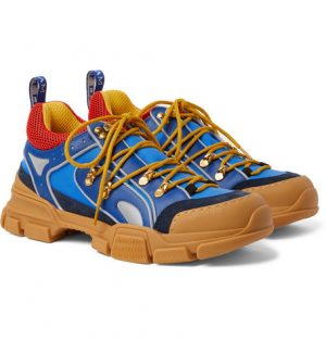 Gucci - Flashtrek Rubber, Leather, Mesh and Suede Sneakers - Men - Blue Gucci - Flashtrek Leather, Suede, Rubber and Mesh-Trimmed Nylon Sneakers - Blue