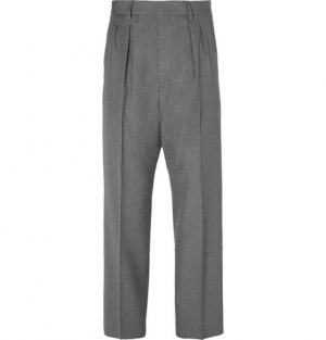 Gucci - Wide-Leg Pleated Wool Trousers - Dark gray Gucci - Wide-Leg Pleated Wool Trousers - Dark gray
