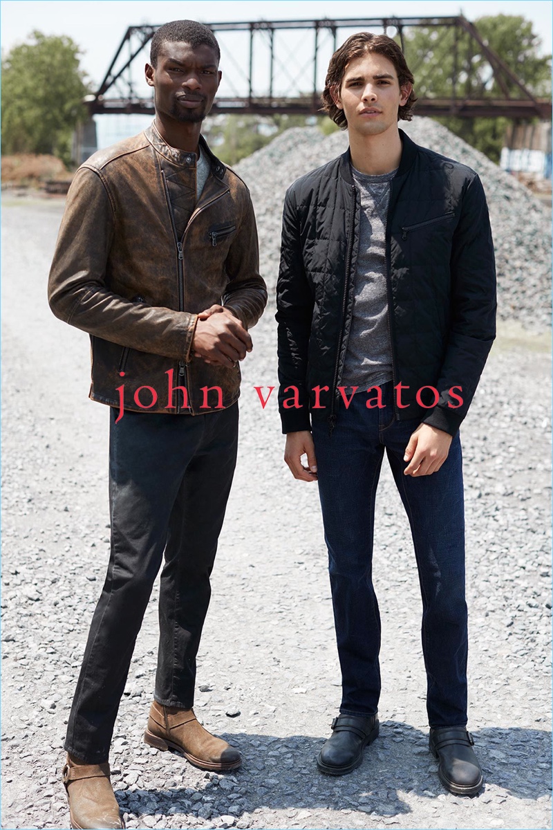 Models Gordon Winarick and Salieu Jalloh connect with John Varvatos Star USA for fall-winter 2018.