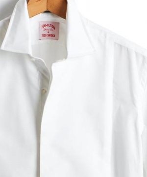 Made in the USA Hamilton + Todd Snyder White Pique Tuxedo Shirt Made in the USA Hamilton + Todd Snyder White Pique Tuxedo Shirt