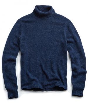 Marled Chunky Cashmere Turtleneck in Blue Marled Chunky Cashmere Turtleneck in Blue