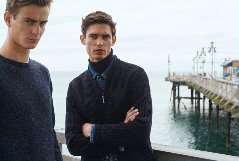 Ben Allen and Arthur Gosse sport knitwear from Massimo Dutti's fall-winter 2018 men's collection.