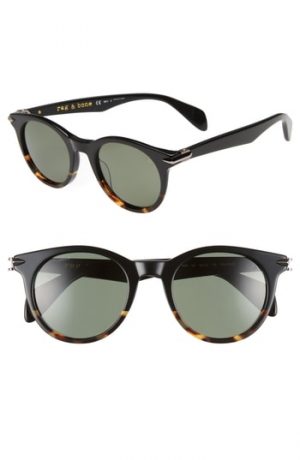 Men's Rag & Bone 49Mm Polarized Round Sunglasses - Black Havana Men's Rag & Bone 49Mm Polarized Round Sunglasses - Black Havana