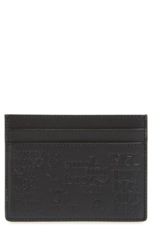 Men's Saint Laurent Logo Embossed Leather Card Case - Men's Saint Laurent Logo Embossed Leather Card Case -