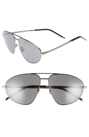 Men's Saint Laurent Sl 211 60Mm Aviator Sunglasses - Dark Ruthenium/ Black Men's Saint Laurent Sl 211 60Mm Aviator Sunglasses - Dark Ruthenium/ Black