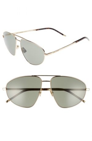 Men's Saint Laurent Sl 211 60Mm Aviator Sunglasses - Gold/ Dark Havana Men's Saint Laurent Sl 211 60Mm Aviator Sunglasses - Gold/ Dark Havana